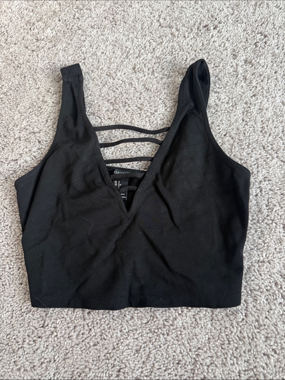 Forever 21 Black Strappy V-Neck Crop Top